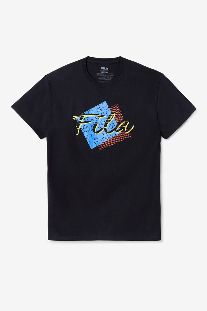 Fila Santa Monica T-Shirt Black - Mens - 83524CZTG